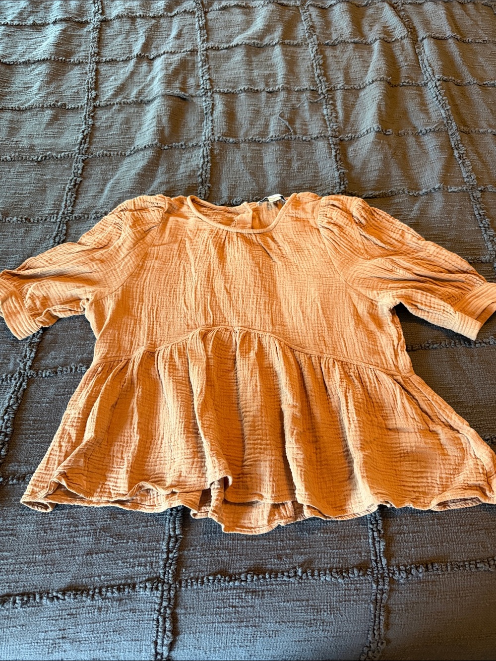 HYFVE Rust Orange Peplum Gauze Tunic Top